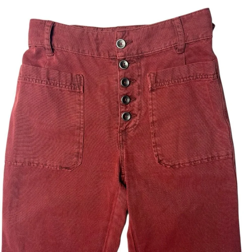 Free People Corin Mod Red Wine Slim Flare Pants Women's Size 0